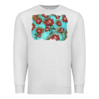 Oatmeal Heather red roses with leopard background Premium Sweatshirt - LillyAllenDesigns