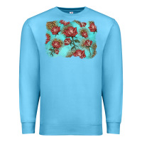 Ocean Blue red roses with leopard background Premium Sweatshirt - LillyAllenDesigns