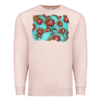 Pale Pink red roses with leopard background Premium Sweatshirt - LillyAllenDesigns
