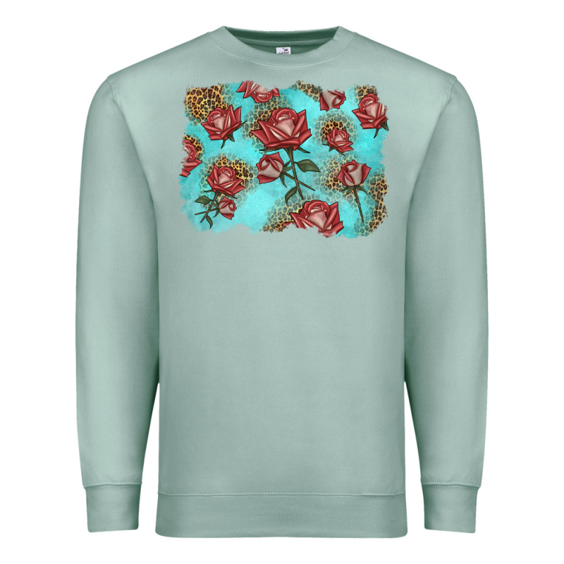 Red Roses With Leopard Background Premium Sweatshirt by LillyAllenDesigns | Teevron