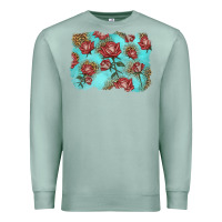 Seafoam red roses with leopard background Premium Sweatshirt - LillyAllenDesigns