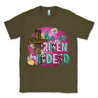 Army Green he is risen indeed easter Classic Tee - Neo Western