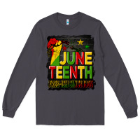 Smoke juneteenth fist free ish since 1865 with background Long Sleeve Tee - HRA Design Shop