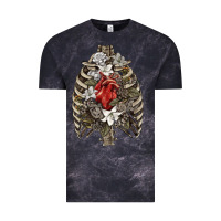 Cloud Black Skeleton Rib Cage Heart Vintage Tee - RanaPortraitStore