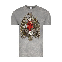 Cloud Rock Skeleton Rib Cage Heart Vintage Tee - RanaPortraitStore