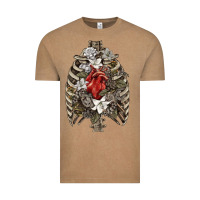 Vintage Coffee Skeleton Rib Cage Heart Vintage Tee - RanaPortraitStore