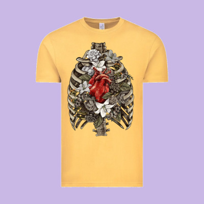 Vintage Tee Skeleton Rib Cage Heart