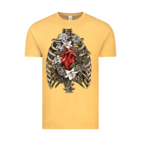 Vintage Mustard Skeleton Rib Cage Heart Vintage Tee - RanaPortraitStore