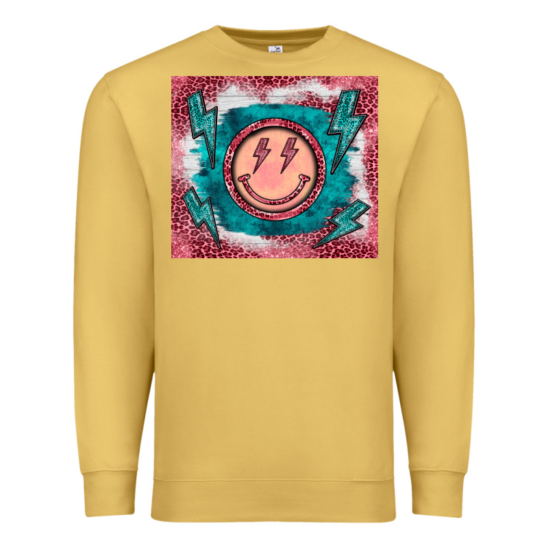 Western Lightning Bolt Smiling Face Turquoise Premium Sweatshirt by BarkalooDesign | Teevron