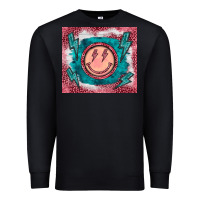 Black western lightning bolt smiling face turquoise Premium Sweatshirt - BarkalooDesign