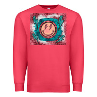 Cardinal western lightning bolt smiling face turquoise Premium Sweatshirt - BarkalooDesign