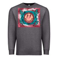 Charcoal Heather western lightning bolt smiling face turquoise Premium Sweatshirt - BarkalooDesign