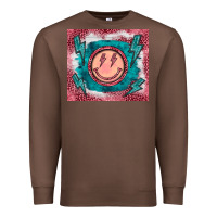 Chestnut western lightning bolt smiling face turquoise Premium Sweatshirt - BarkalooDesign