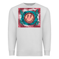 Dove Grey western lightning bolt smiling face turquoise Premium Sweatshirt - BarkalooDesign