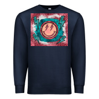 Navy western lightning bolt smiling face turquoise Premium Sweatshirt - BarkalooDesign