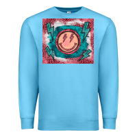 Ocean Blue western lightning bolt smiling face turquoise Premium Sweatshirt - BarkalooDesign