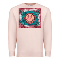 Pale Pink western lightning bolt smiling face turquoise Premium Sweatshirt - BarkalooDesign