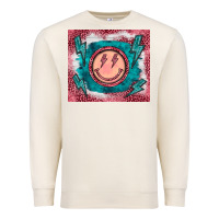 Sandshell western lightning bolt smiling face turquoise Premium Sweatshirt - BarkalooDesign