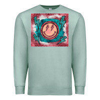 Seafoam western lightning bolt smiling face turquoise Premium Sweatshirt - BarkalooDesign