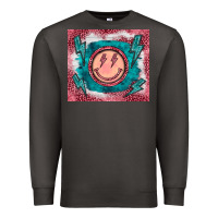 Smoke western lightning bolt smiling face turquoise Premium Sweatshirt - BarkalooDesign