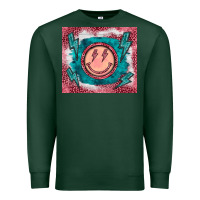 Sports Green western lightning bolt smiling face turquoise Premium Sweatshirt - BarkalooDesign