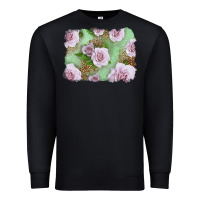 Black pink roses with leopard background Premium Sweatshirt - LillyAllenDesigns