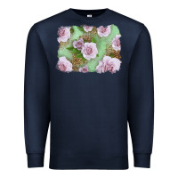 Navy pink roses with leopard background Premium Sweatshirt - LillyAllenDesigns