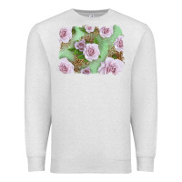 Oatmeal Heather pink roses with leopard background Premium Sweatshirt - LillyAllenDesigns