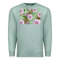 Seafoam pink roses with leopard background Premium Sweatshirt - LillyAllenDesigns