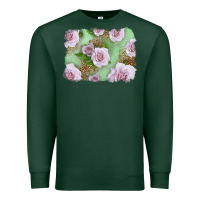 Sports Green pink roses with leopard background Premium Sweatshirt - LillyAllenDesigns