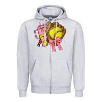 Heather Grey softball coquette bow Zipper Hoodie - JahusDesignShop