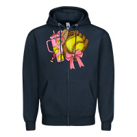 Navy softball coquette bow Zipper Hoodie - JahusDesignShop