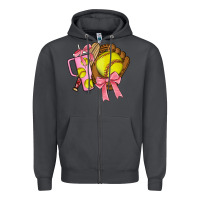 Smoke softball coquette bow Zipper Hoodie - JahusDesignShop