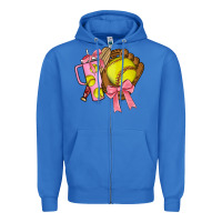 Softball Coquette Bow Zipper Hoodie | Teevron