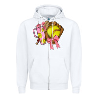 White softball coquette bow Zipper Hoodie - JahusDesignShop