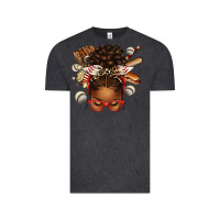 Vintage Black baseball afro messy bun Vintage Tee - texasbilliewilder