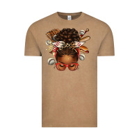Vintage Coffee baseball afro messy bun Vintage Tee - texasbilliewilder