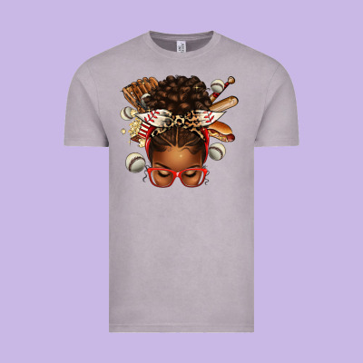 Vintage Tee baseball afro messy bun