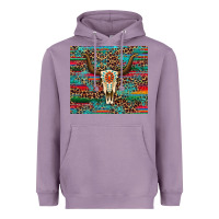 Lavender western serape leopard bull skull turquoise tumbler Heavyweight Hoodie - Artiststas