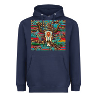 Navy western serape leopard bull skull turquoise tumbler Heavyweight Hoodie - Artiststas