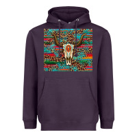 Western Serape Leopard Bull Skull Turquoise Tumbler Heavyweight Hoodie | Teevron