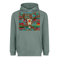 Sage western serape leopard bull skull turquoise tumbler Heavyweight Hoodie - Artiststas