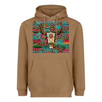 Toasted Coconut western serape leopard bull skull turquoise tumbler Heavyweight Hoodie - Artiststas