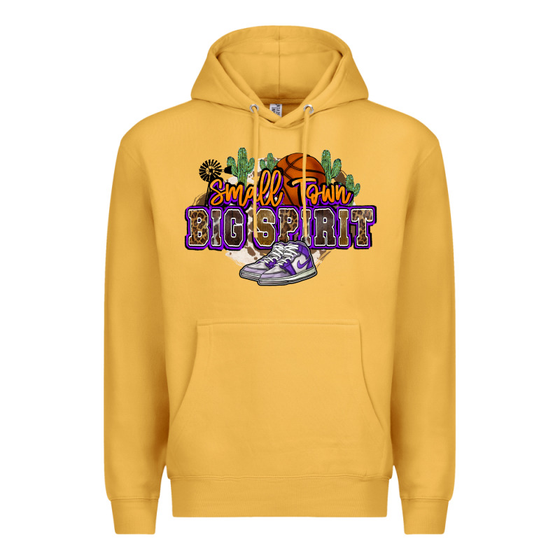 Small Town Big Spirit Basketball Premium Hoodie by NancyCooperArtShop | Teevron