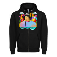Black custom name summer beach toys Zipper Hoodie - JahusDesignShop