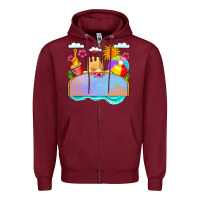 Burgundy custom name summer beach toys Zipper Hoodie - JahusDesignShop