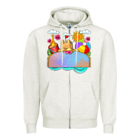 Oatmeal Heather custom name summer beach toys Zipper Hoodie - JahusDesignShop