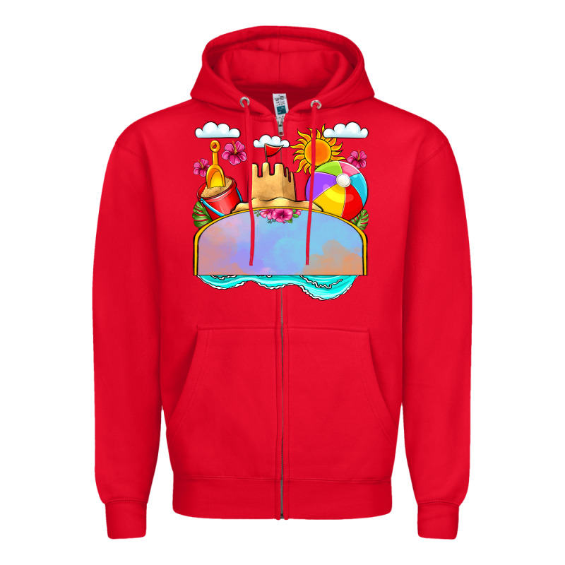 Custom Name Summer Beach Toys Zipper Hoodie by JahusDesignShop | Teevron