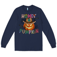 Navy howdy pumpkin Long Sleeve Tee - CowhideDigitalArt