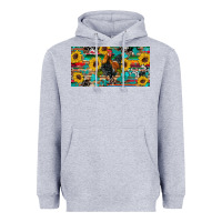Heather Grey western coop animals rooster sunflowers cowhide wooden serape glitter Heavyweight Hoodie - Artiststas